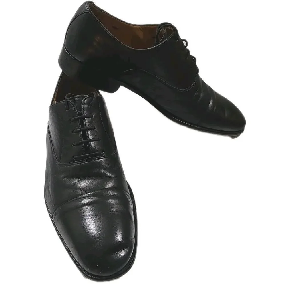Massimo Emporio Dress Shoes Men's US 9 Black Leather Cap Toe Oxford.